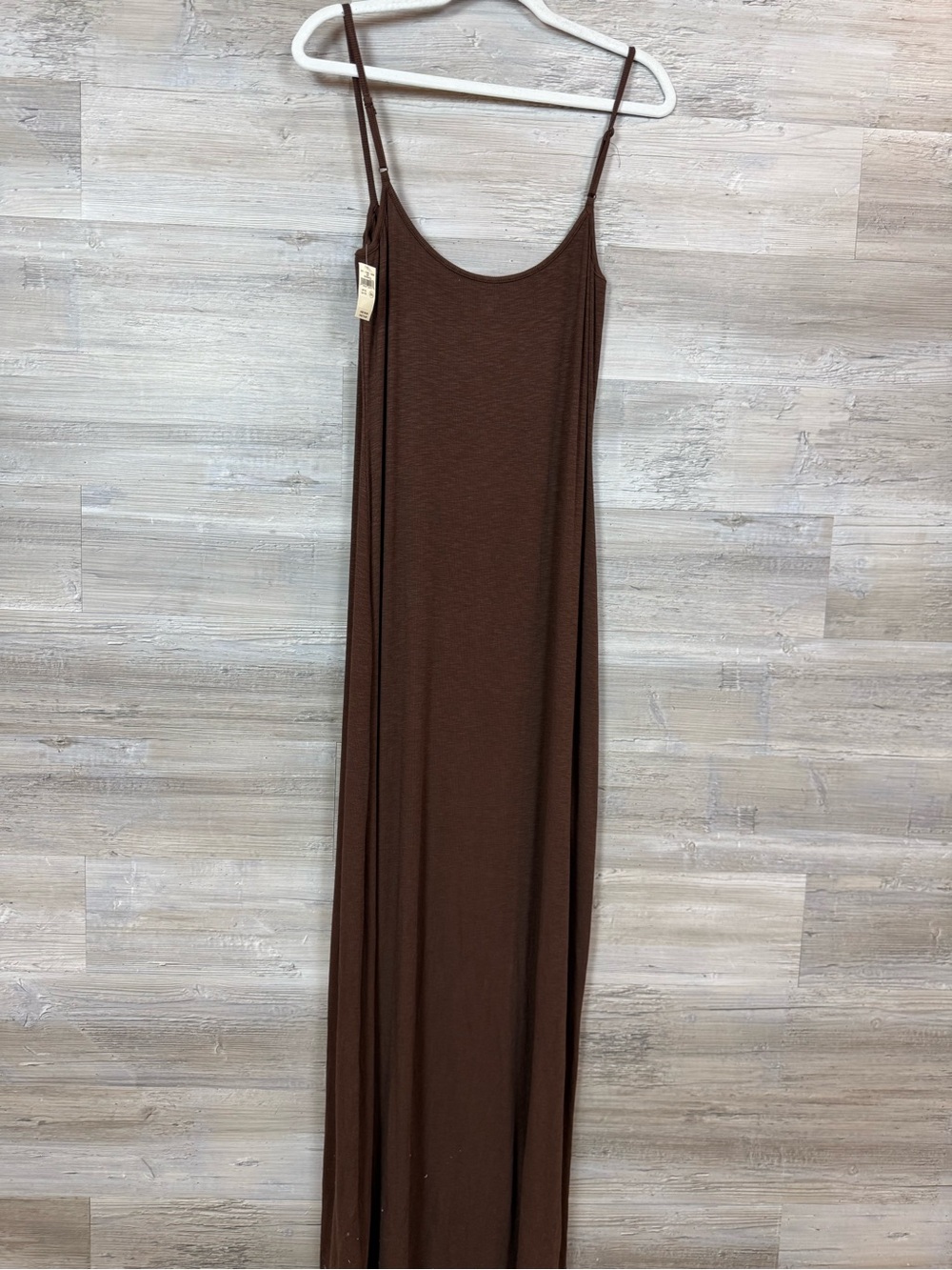 NWT Aerie Ribbed Cami Maxi Dress XL Brown Chocolate Spaghetti Strap Long Slip - Picture 3 of 8